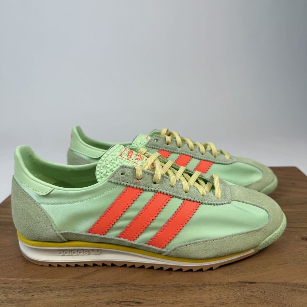 New NWT Womens Adidas SL‎ 72 OG Green Spark Satin Trainers Sneakers Size 7.5